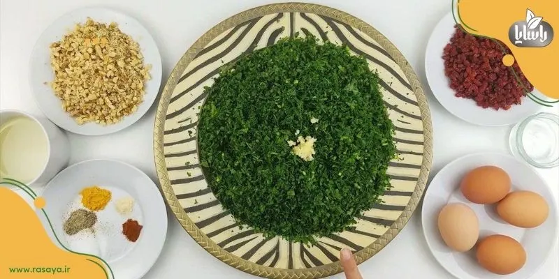 مواد لازم برای کوکو سبزی